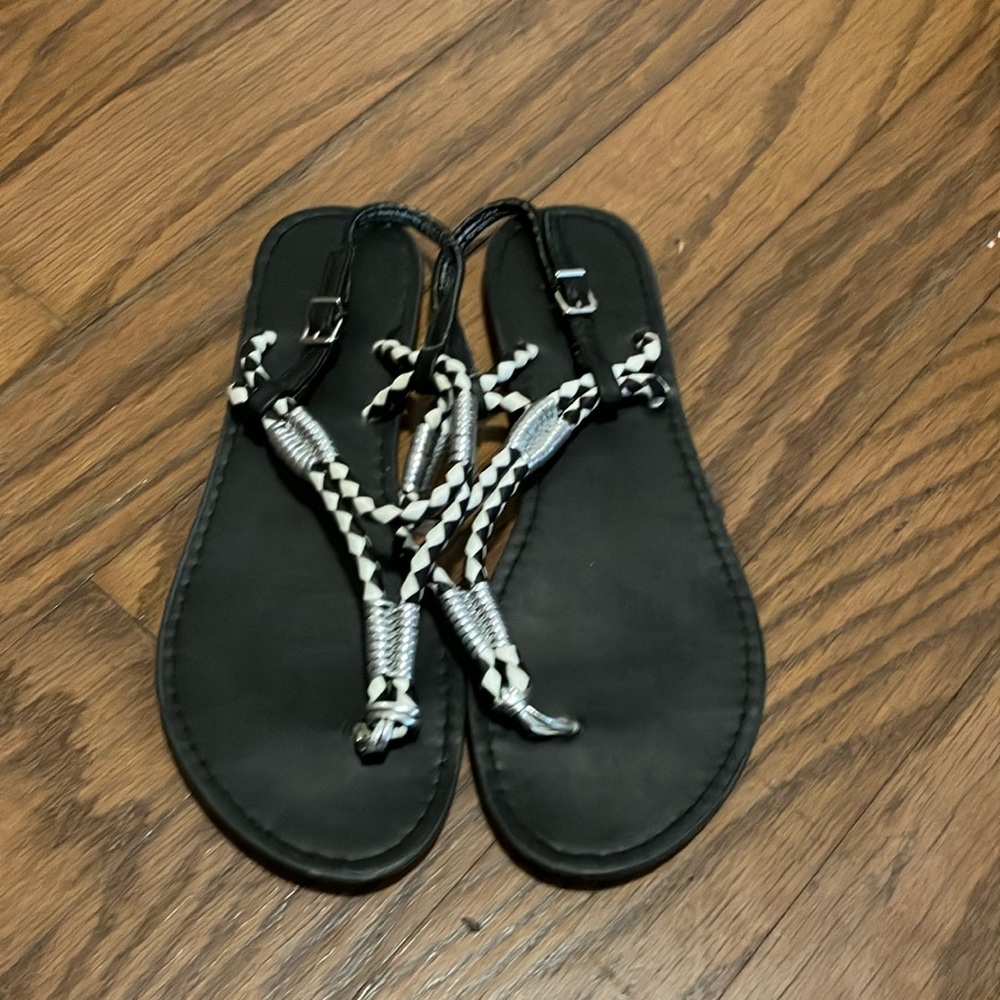 Express Black and White Braided Sandals